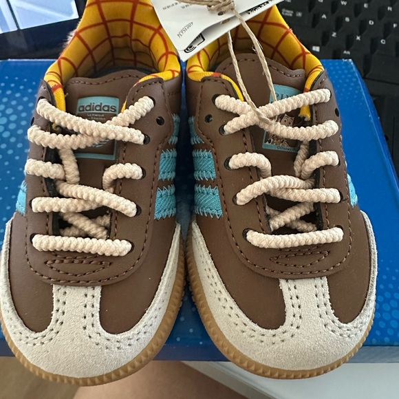 Adidas Samba OG Kids Sneakers - Brown, Blue, and White - Picture 1 of 4